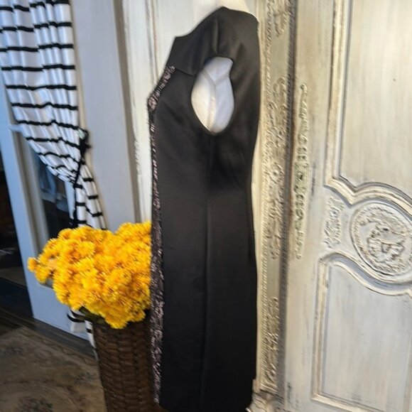 Connected Apparel Elegant Black and Blush Lace Dress - Picture 4 of 8